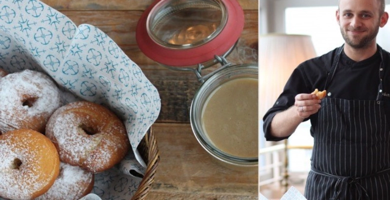 Kartoffel-Doughnut mit Kartoffelschalen-Konfitüre